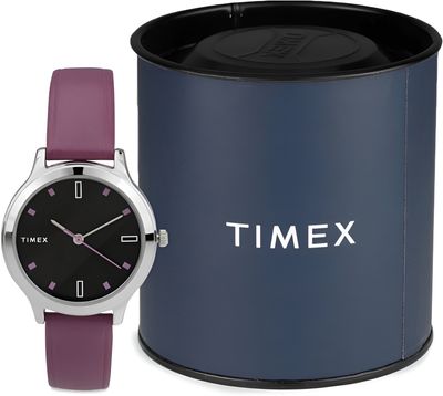 TIMEX Black Dial Genuine Leather Strap Analog Watch For Women image 3