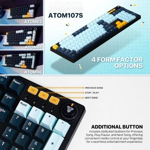 FANTECH ATOM107S MK893S MECHANICAL GAMING KEYBOARD MIZU EDITION SKY BLUE image 3