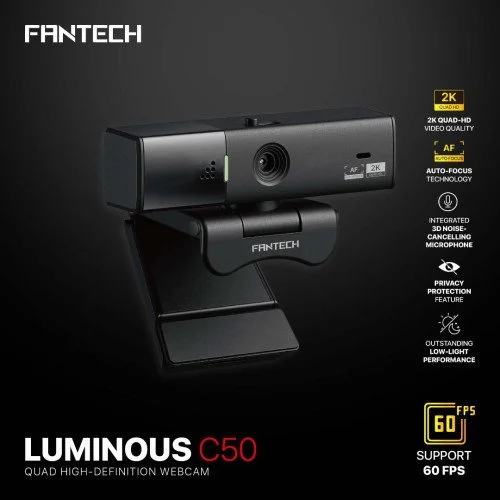 Fantech LUMINOUS C50 2K Quad HD Autofocus Webcam – 360° Rotating